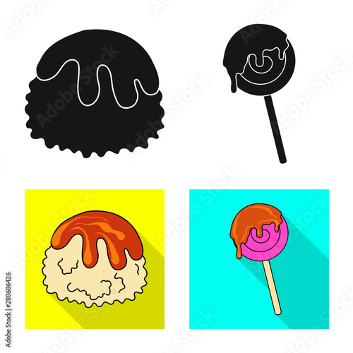 Vector design of confectionery and culinary sign. Collection of confectionery and product stock symbol for web.
