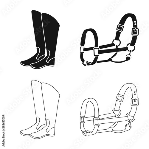 Isolated object of equipment and riding icon. Set of equipment and competition stock vector illustration.