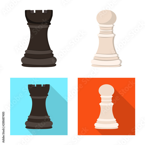 Vector illustration of checkmate and thin logo. Set of checkmate and target stock vector illustration.