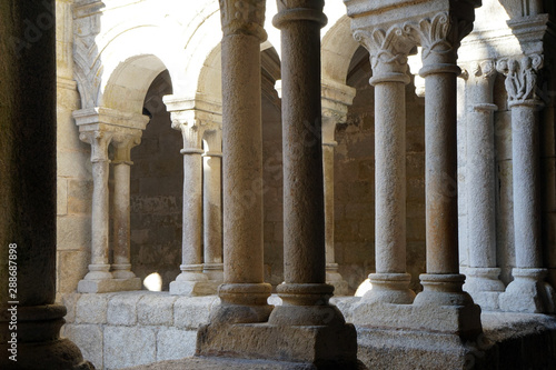 colonnade in medieval spanish monastery of Santo Estevo 