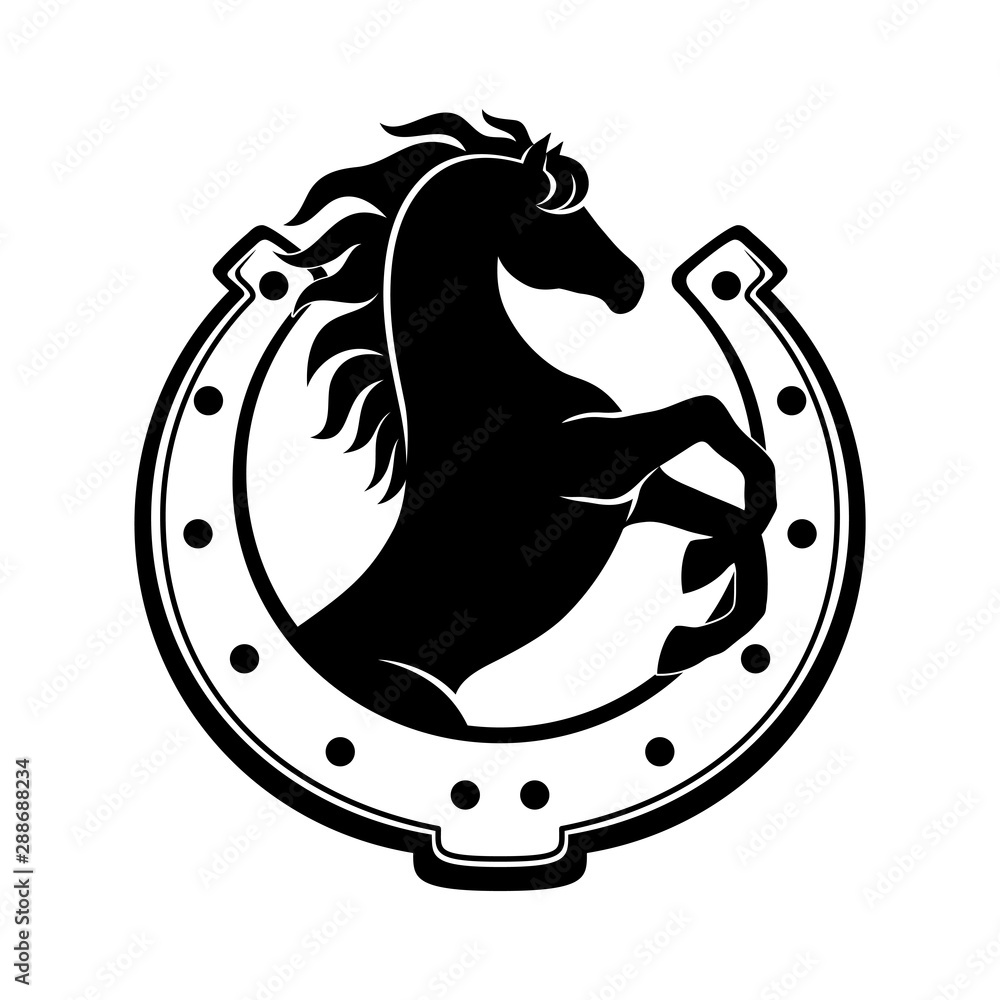 Horse and horseshoe sign on a white background. Stock Vector | Adobe Stock