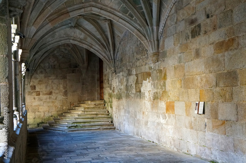 colonnade in medieval spanish monastery of Santo Estevo 