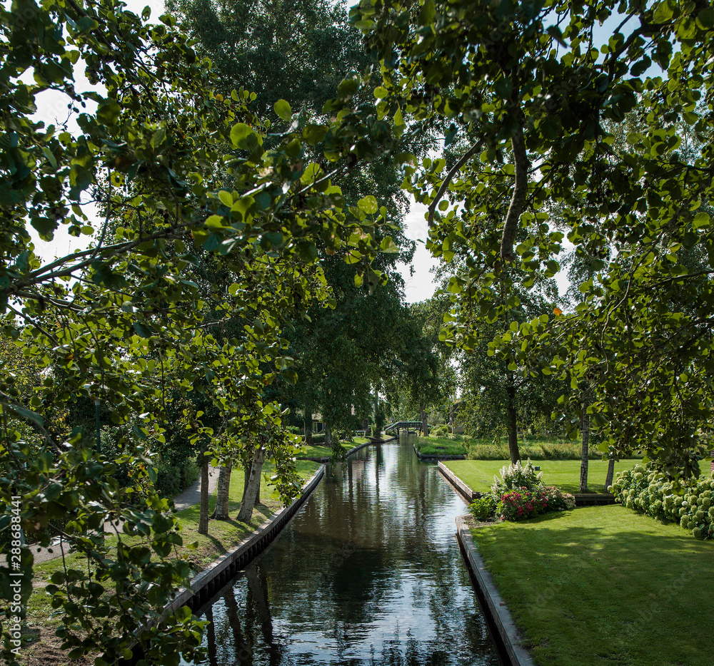 Dutch watervillage Giethoorn. Netherlands. Overijssel. Canal.