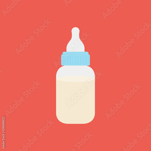 Baby milk bottle icon on orange background