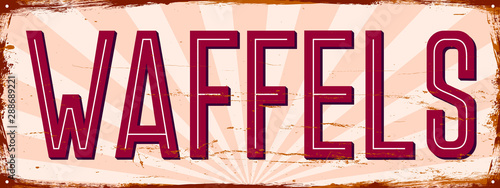 Waffels. Vintage metal sign. Grunge style