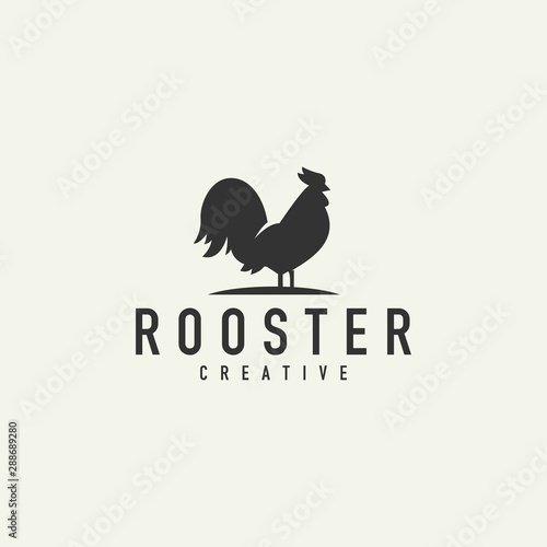 Silhouette Rooster logo - vector illustration on a light background