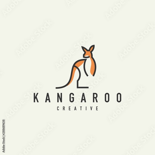 monoline kangaroo logo-vector illustration on a light background