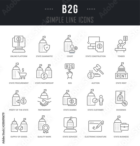 Set Vector Line Icons of B2G