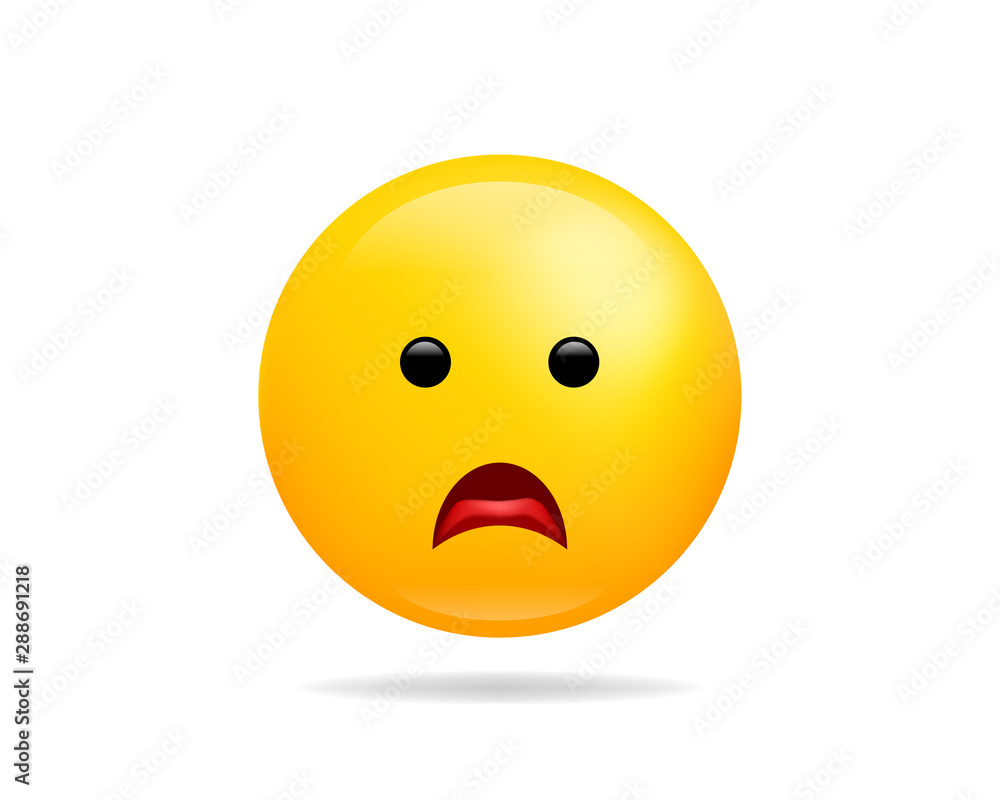 Emoji smile icon vector symbol. Frowning face yellow cartoon character. Emoji smile icon vector symbol. Frowning face yellow cartoon character.