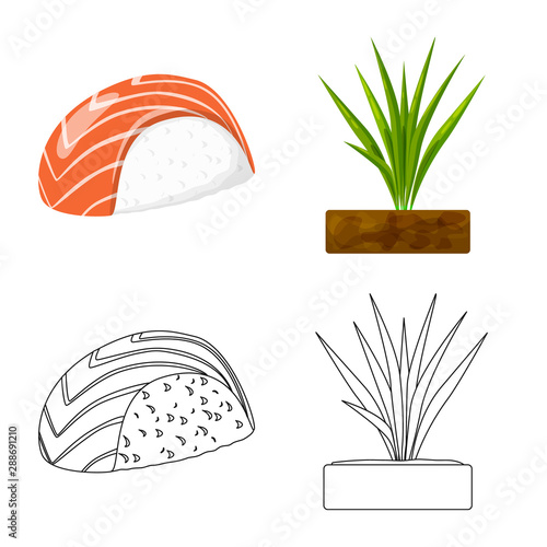 Vector illustration of crop and ecological symbol. Collection of crop and cooking stock vector illustration.