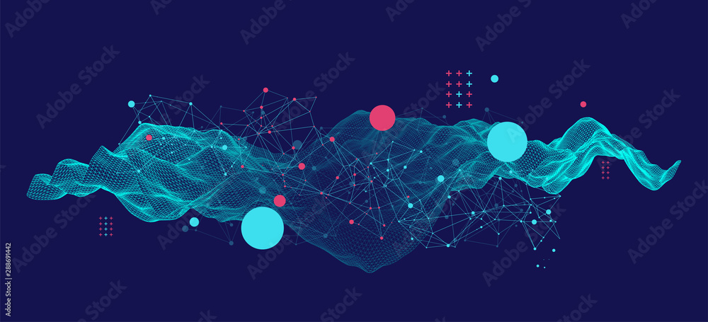 Template for science and technology presentation. Plexus style background.