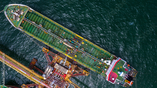 Ship tanker, Aerial view Liquefied Petroleum Gas (LPG) tanker at port.