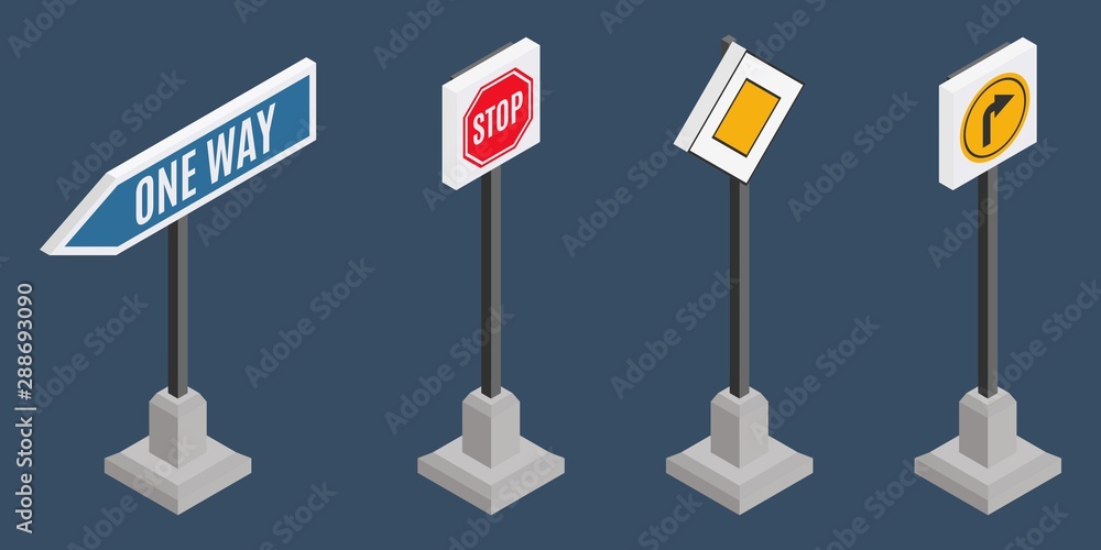 small selection of isometric traffic signs small selection of isometric traffic signs