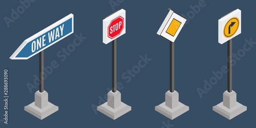 small selection of isometric traffic signs