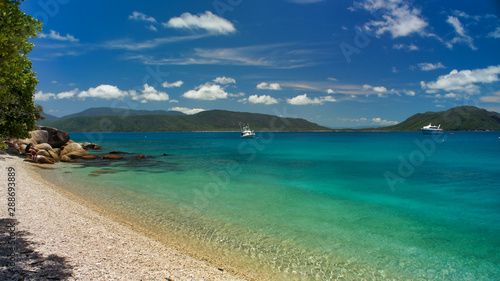 Fitzroy Island near Cairns Australia, beach, boat