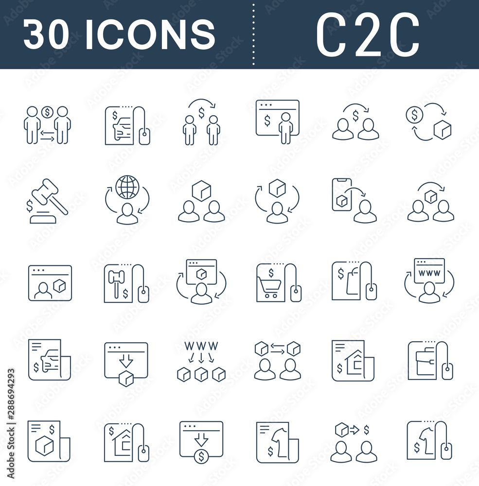 Set Vector Line Icons of C2C