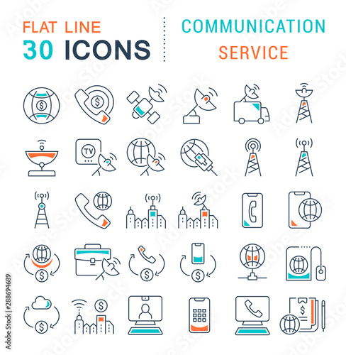 Set Vector Line Icons of Communication Service