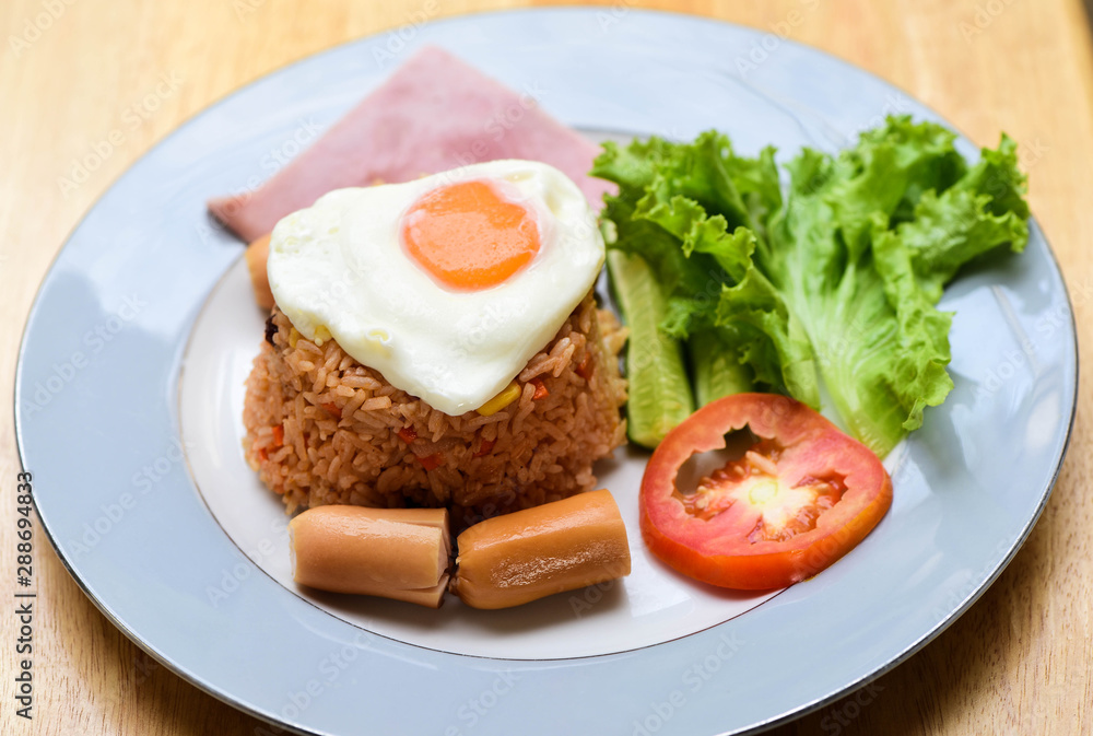 American style breakfast set, fried rice