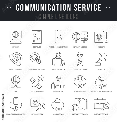Set Vector Line Icons of Communication Service