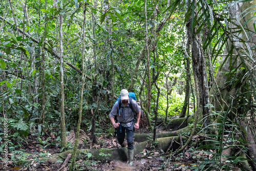 Young adventure tourist at Amazonian rainforest © nomadkate