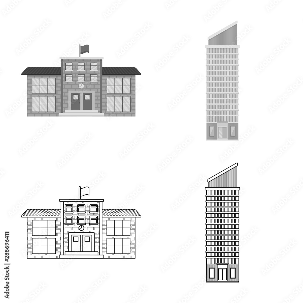 Vector design of municipal and center symbol. Set of municipal and estate stock symbol for web.