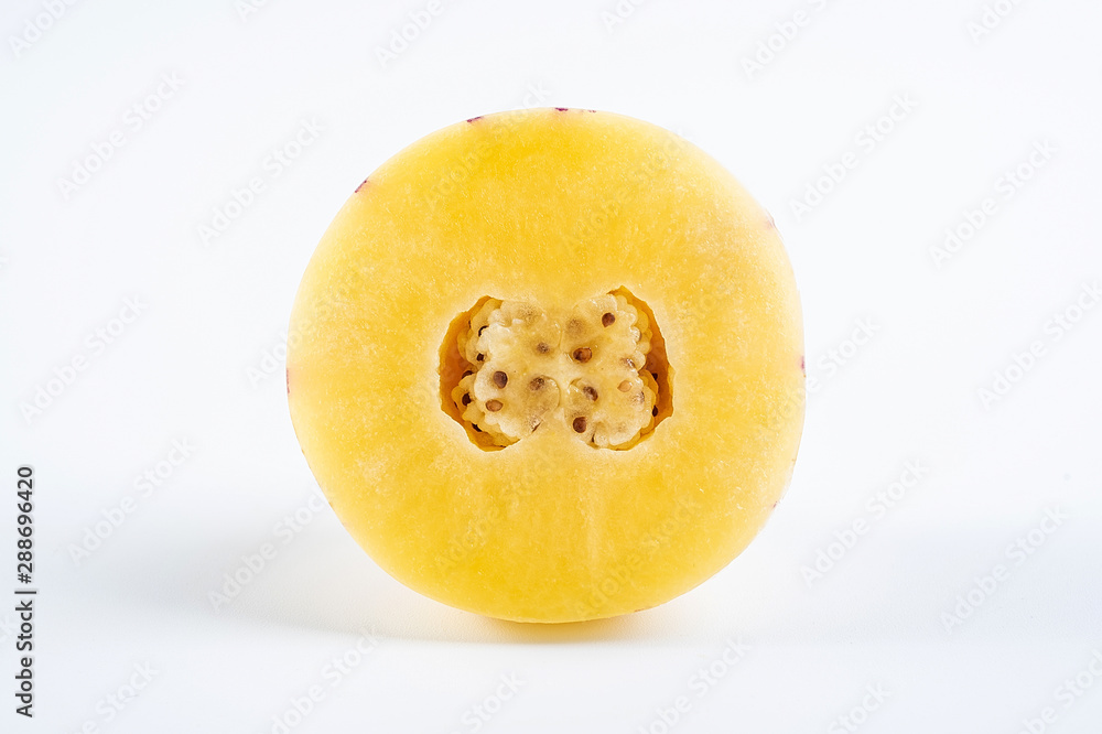 Fresh fruit ginseng fruit slice on white background