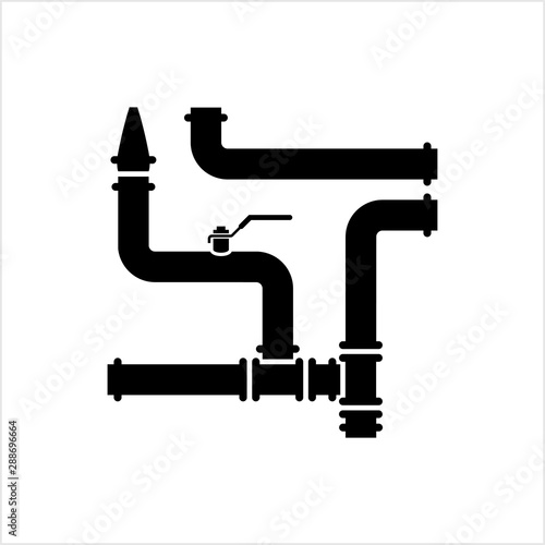 Pipe Icon, Pipe Fitting Icon, Water, Gas, Oil Pipeline, Plumbing Work