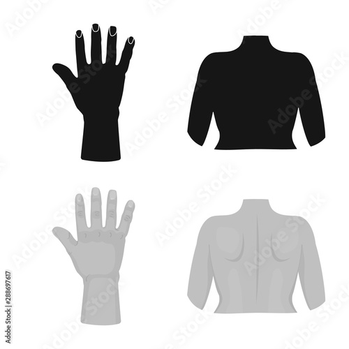 Vector illustration of body and part logo. Set of body and anatomy stock symbol for web.