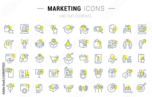 Set Vector Line Icons of Marketing