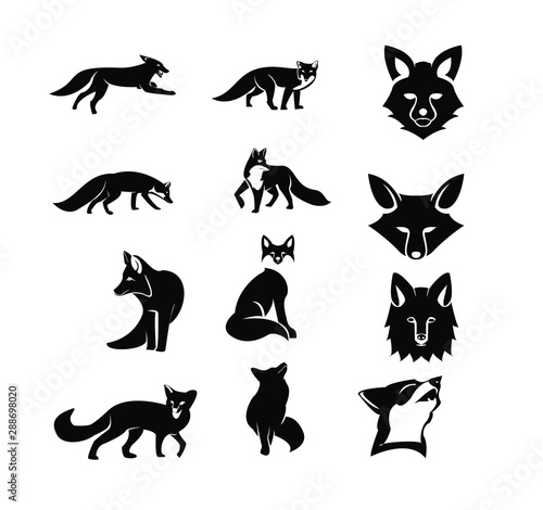 fox run unique logo icon design vector