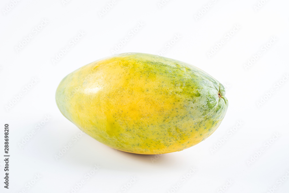 Fresh fruit golden yellow papaya on white background Fresh fruit golden yellow papaya on white background