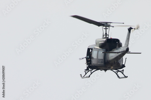 machine gun aiming from a helicopter. White background photo