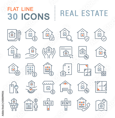 Set Vector Line Icons of Real Estate