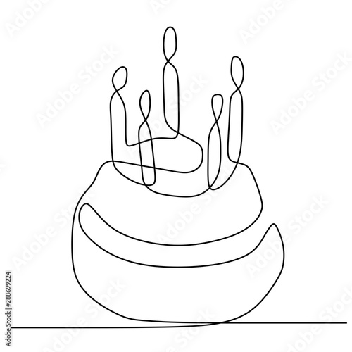 One line birthday cake with...