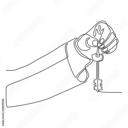 continuous line drawing han...
