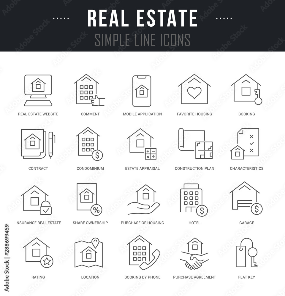 Set Vector Line Icons of Real Estate