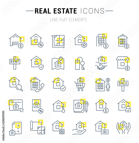 Set Vector Line Icons of Real Estate