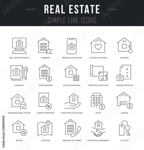 Set Vector Line Icons of Real Estate