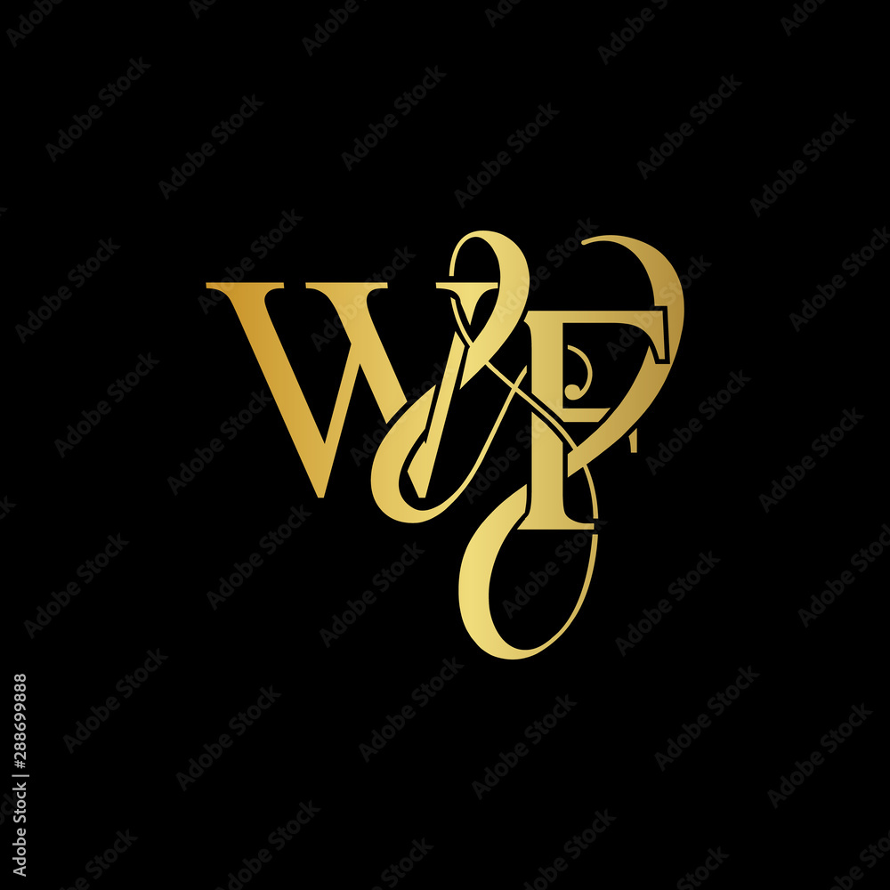 W & F WF logo initial vector mark. Initial letter K & M KM luxury art vector mark logo, gold color on black background. W & F WF logo initial vector mark. Initial letter K & M KM luxury art vector mark logo, gold color on black background.