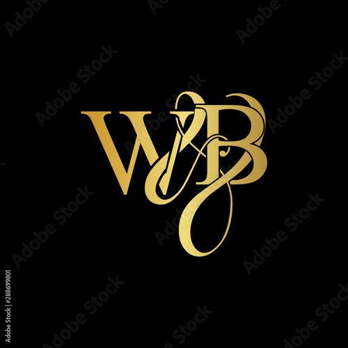 W & B WB logo initial vector mark. Initial letter K & M KM luxury art vector mark logo, gold color on black background.