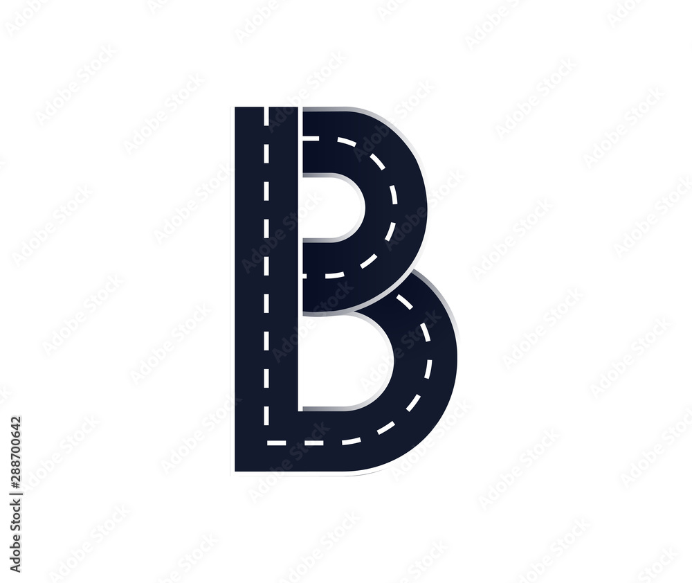 Letter B . Road font. Typography vector design with street lines. Letter B . Road font. Typography vector design with street lines.