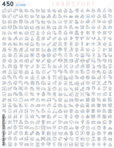 Set Vector Line Icons of Transport