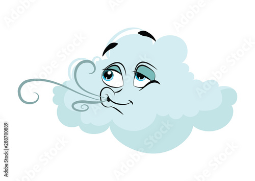 Cartoon cloud with a face. Vector illustration for a weather forecast. Cloud with emotions. Drawing for children.