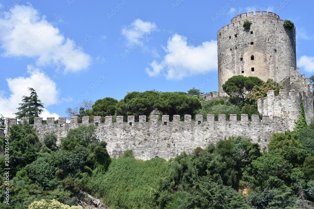 Wide Battlements and High Tower, Rumeli Hisari Fortress, Turkey
