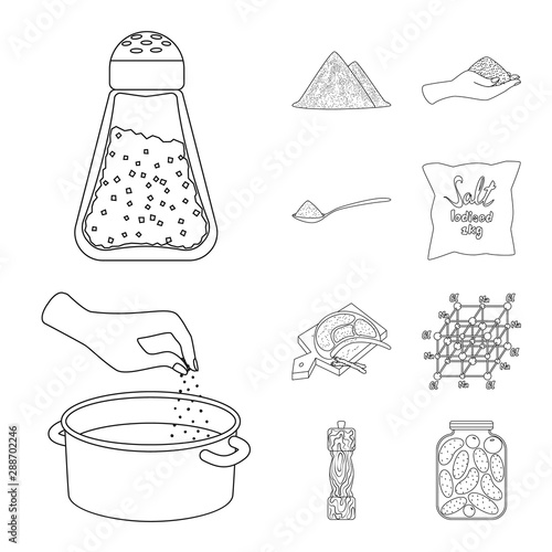 Vector design of sodium and mineral sign. Collection of sodium and kitchen stock symbol for web.