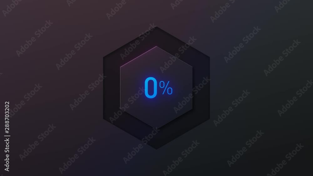 Blue hexagonal radial percentage progress ring on white, black and chroma key backgrounds. Perfect for displaying time based transitions such as loading or downloading.