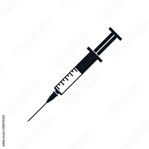 Syringe graphic icon. Syringe for injection sign isolated on white background. Vector illustration