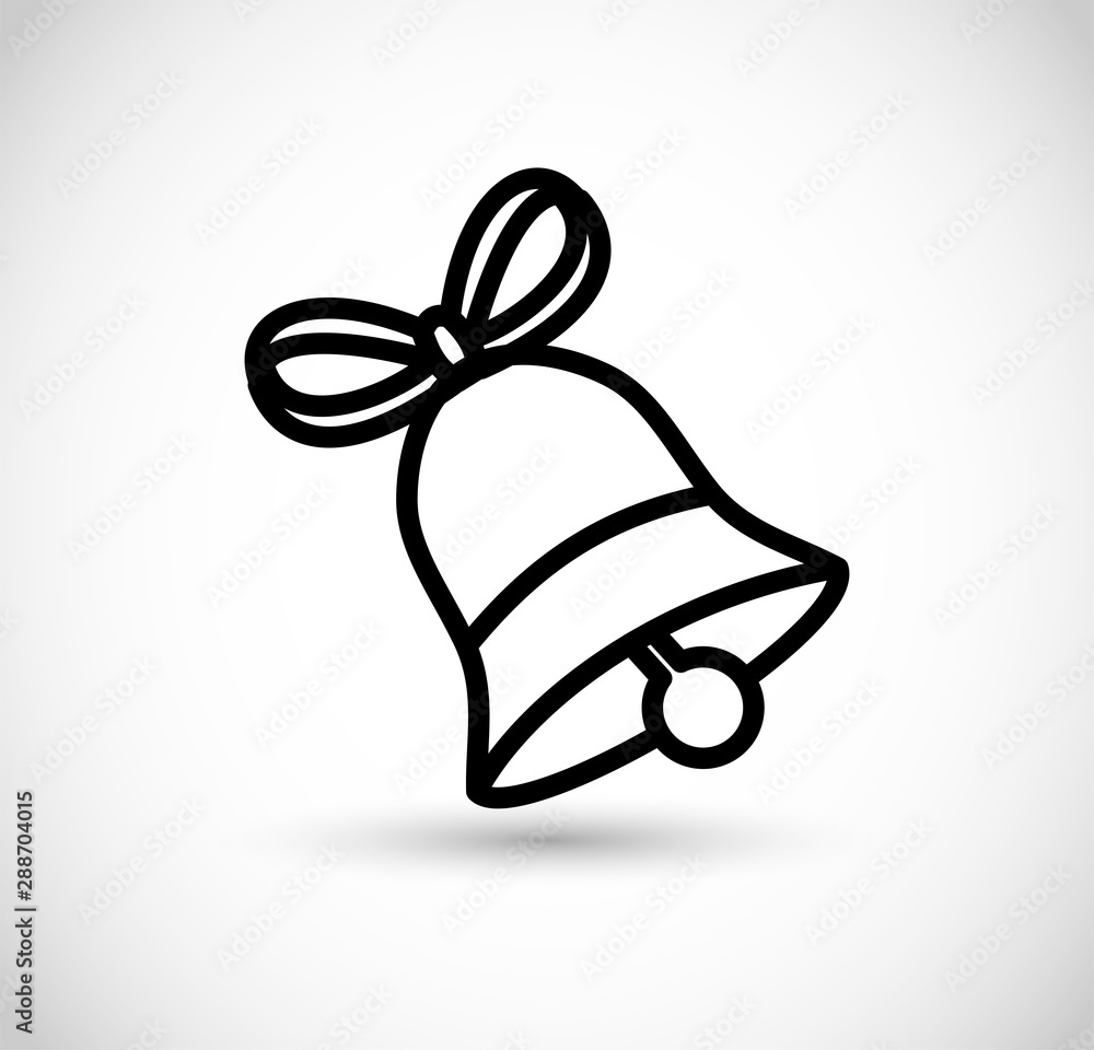 Bell with a bow vector thin line style icon Bell with a bow vector thin line style icon