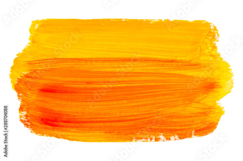 Vector yellow and orange paint texture isolated on white - gouache banner for Your design