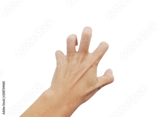 Spasticity of the hand and  fingers Caused by epilepsy isolated on white background.